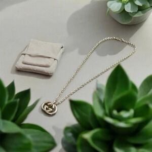 Vintage GUCCI Necklace. Double G Gucci Logo Sterling Silver Pendant